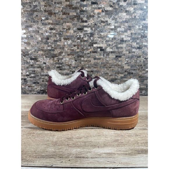Nike Air Force 1 PRM Winter Maroon and Gum Shoes mens Size 11.5 AV2874-600